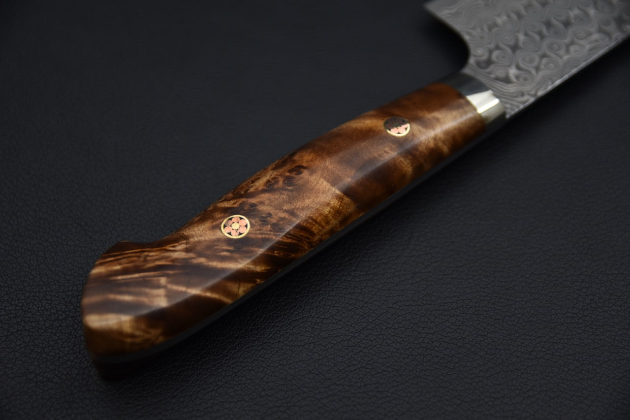 Nigara Hamono Gyuto Anmon Damascus 210mm SG2 Loupe d'érable