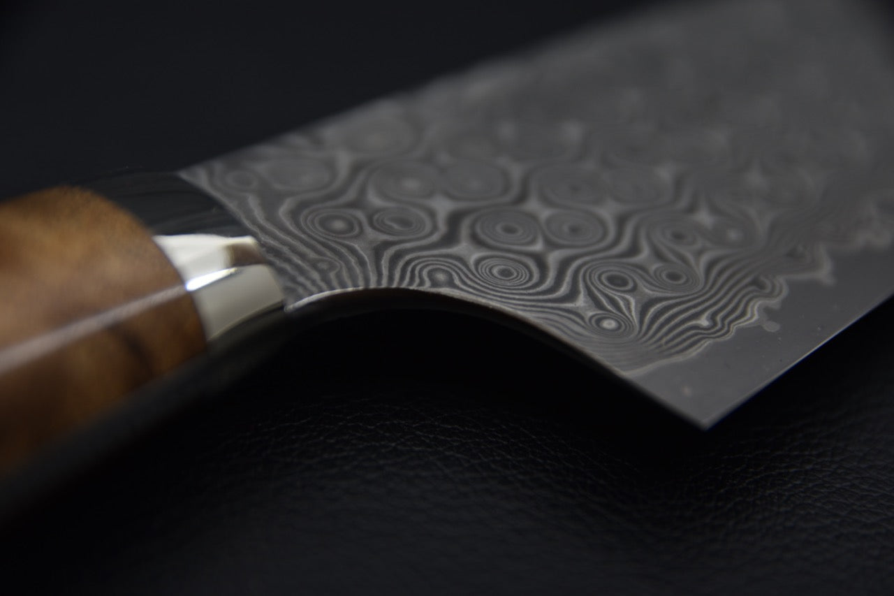 Nigara Hamono Gyuto Anmon Damascus 210mm SG2 Loupe d'érable