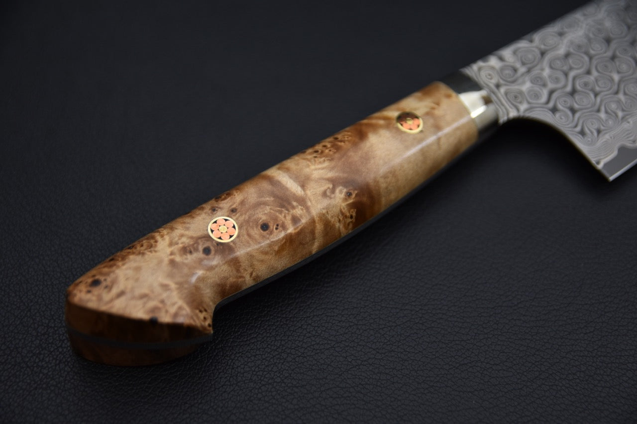 Nigara Hamono Santoku Damascus 180mm SG2 Loupe d’érable