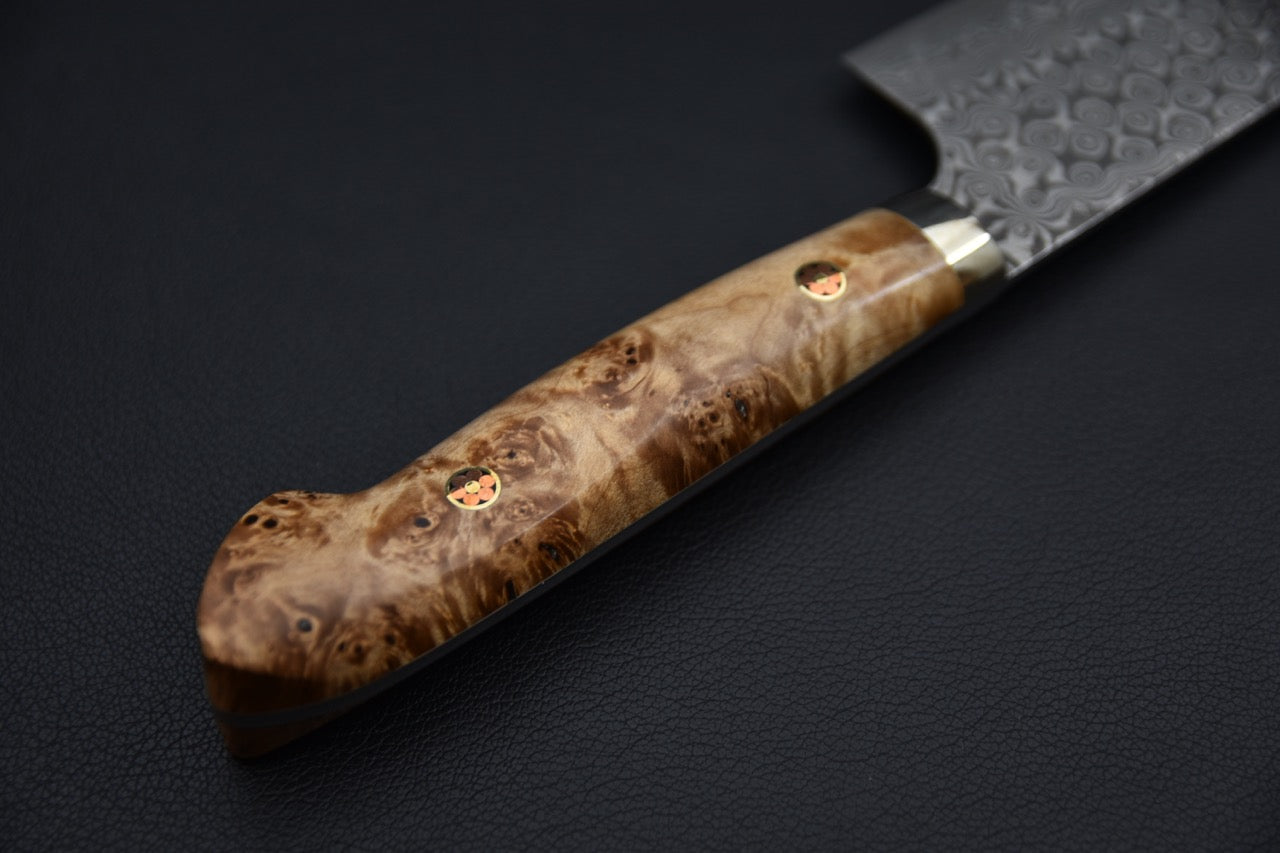 Nigara Hamono Santoku Damascus 180mm SG2 Loupe d’érable