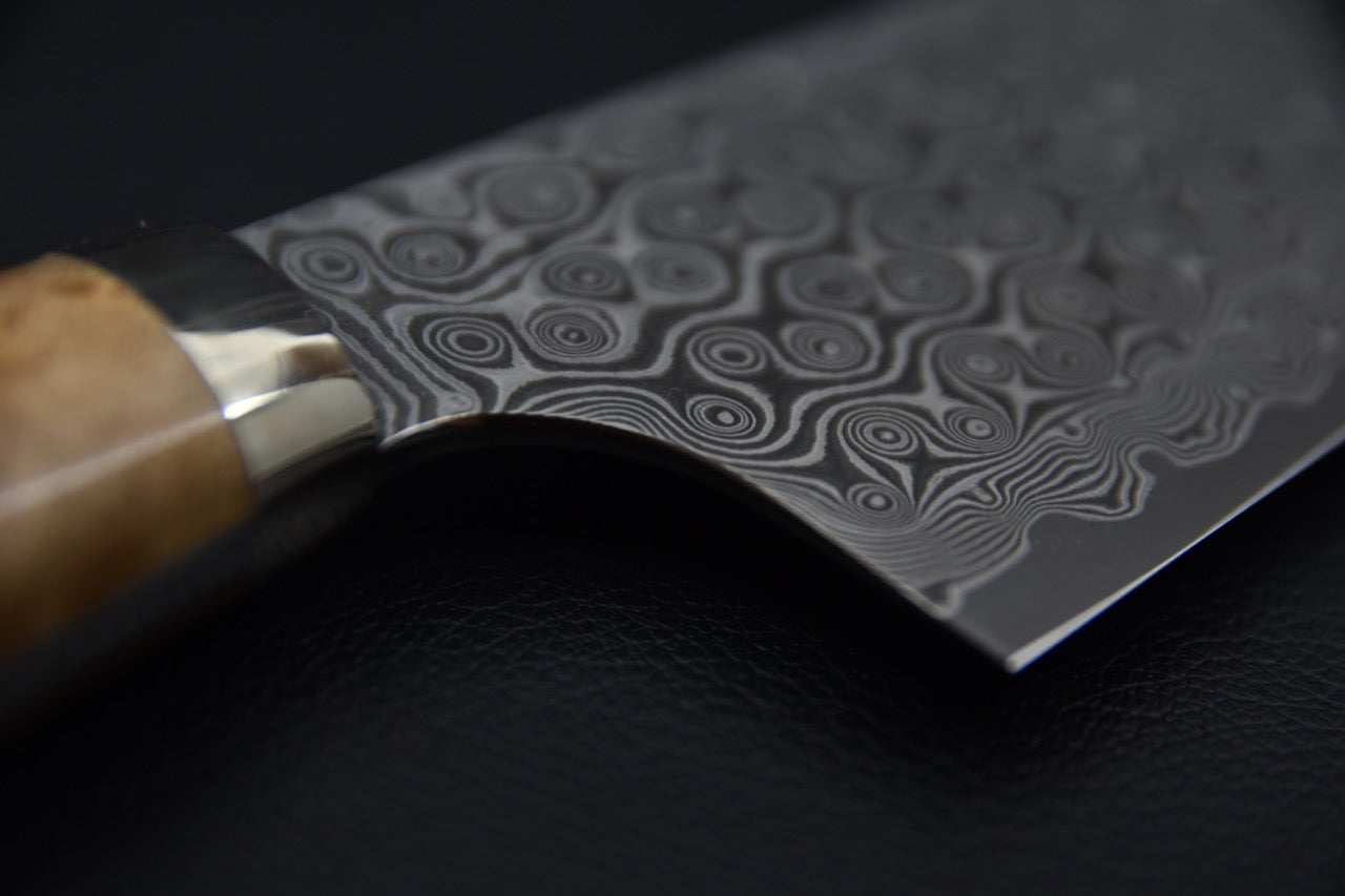 Nigara Hamono Santoku Damascus 180mm SG2 Loupe d’érable