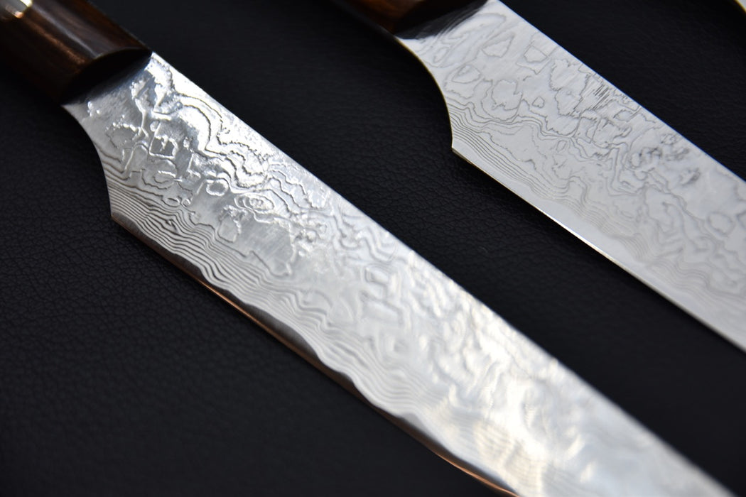 Saji Hamono R2 Damascus Diamond Couteau à Steak 125mm Ironwood Set
