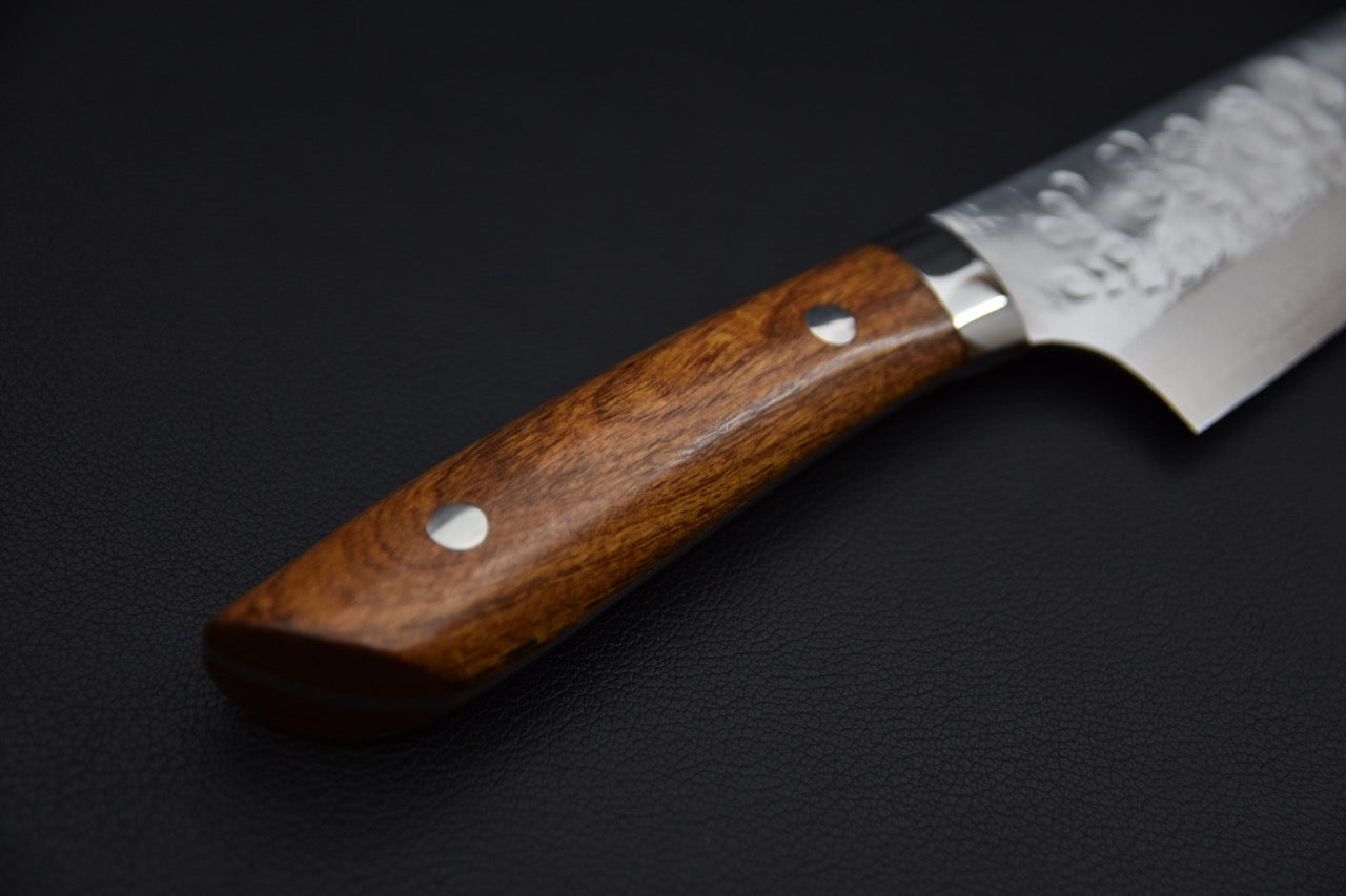 Saji Hamono SRS13 Tsuchime Damascus Kiritsuke Gyuto 210mm Ironwood