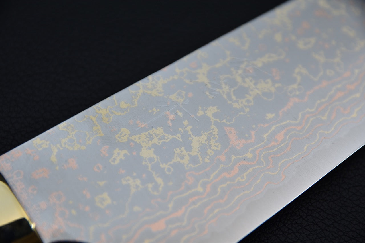 Saji Hamono VG-10 Rainbow Damascus Sujihiki 270mm Corne de vache