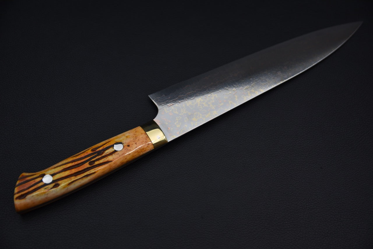 Saji Hamono VG-10 Rainbow Damascus Sujihiki 270mm Corne de vache