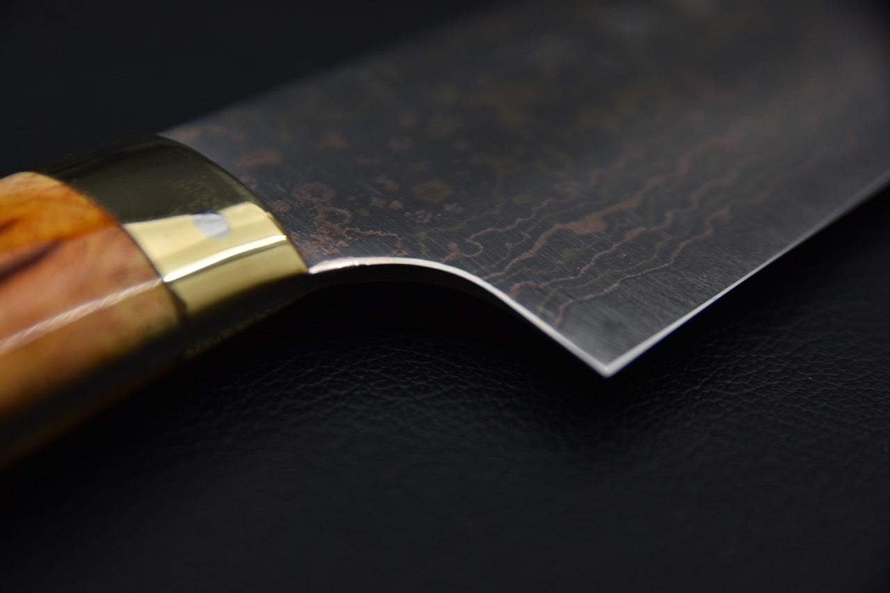 Saji Hamono VG-10 Rainbow Damascus Gyuto 210mm Corne de vache