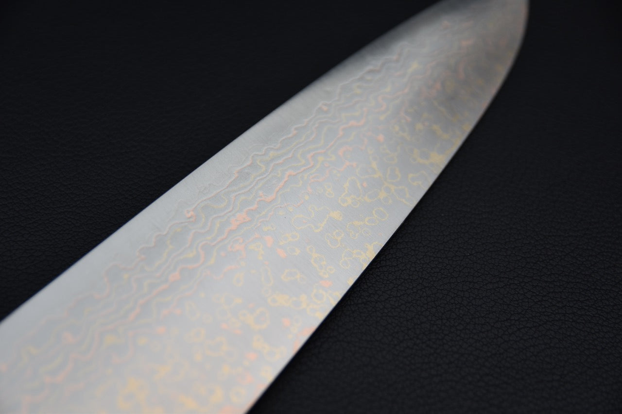 Saji Hamono VG-10 Rainbow Damascus Gyuto 240mm Corne de vache