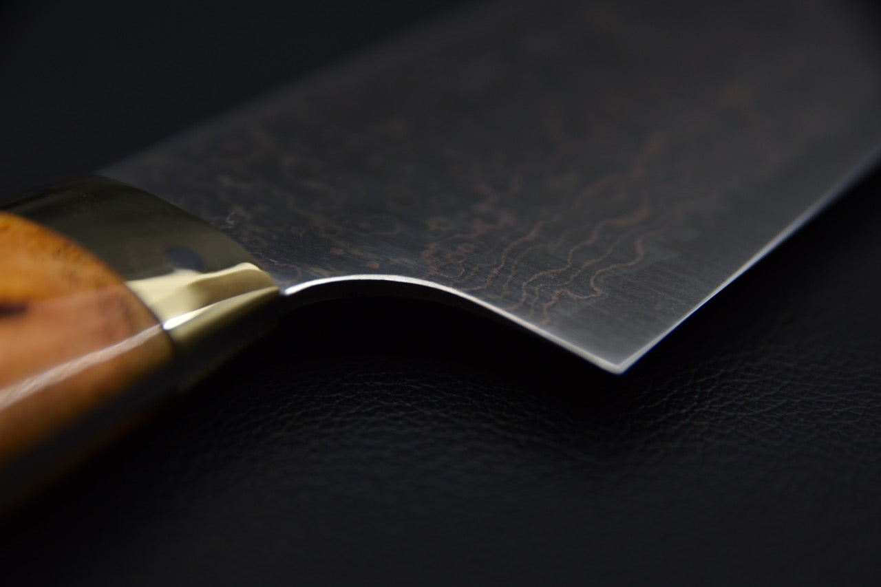 Saji Hamono VG-10 Rainbow Damascus Gyuto 240mm Corne de vache