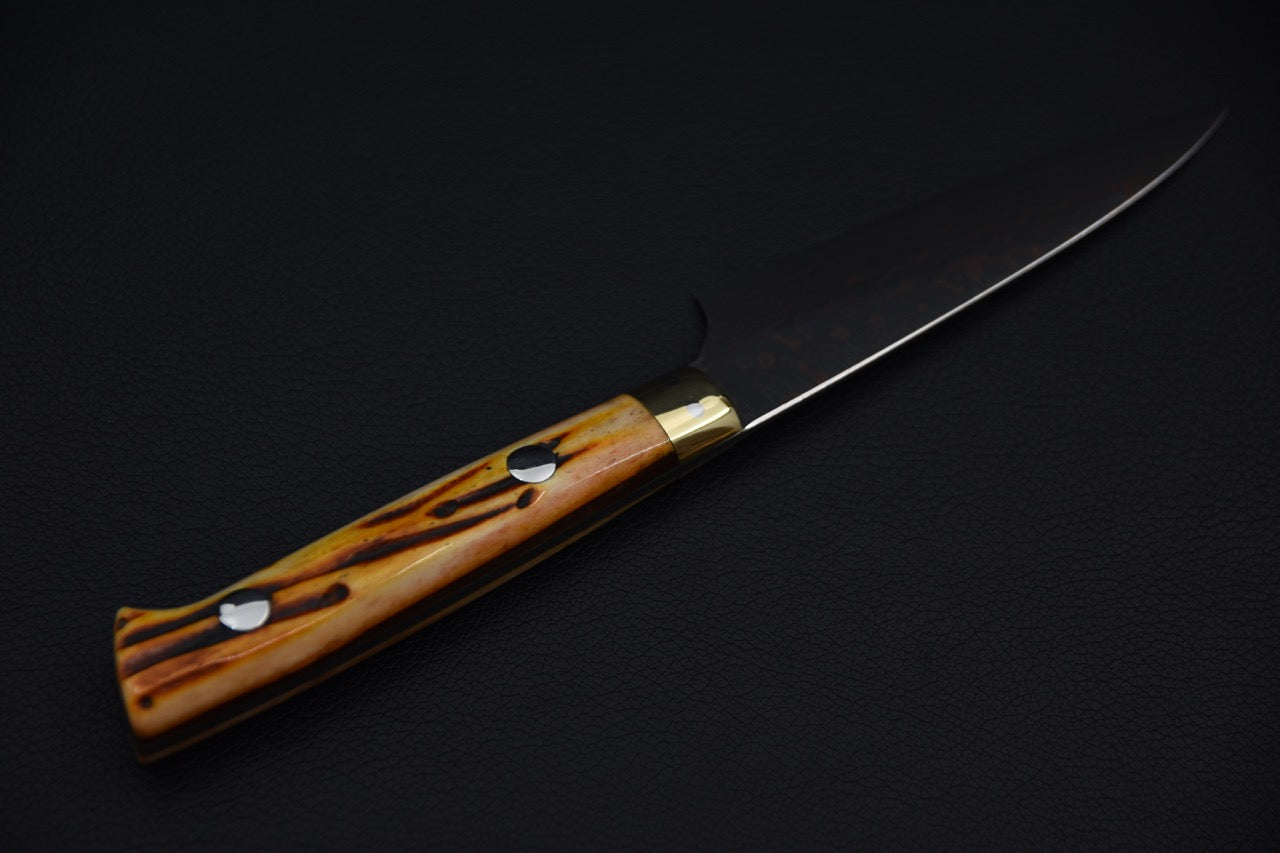 Saji Hamono VG-10 Rainbow Damascus Paring 90mm Cow Horn