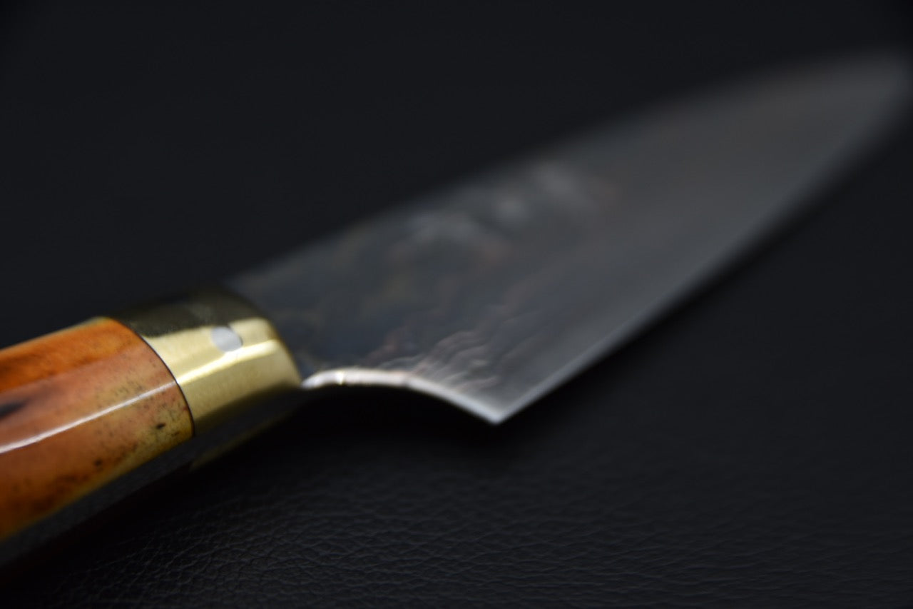 Saji Hamono VG-10 Rainbow Damascus Paring 90mm Cow Horn