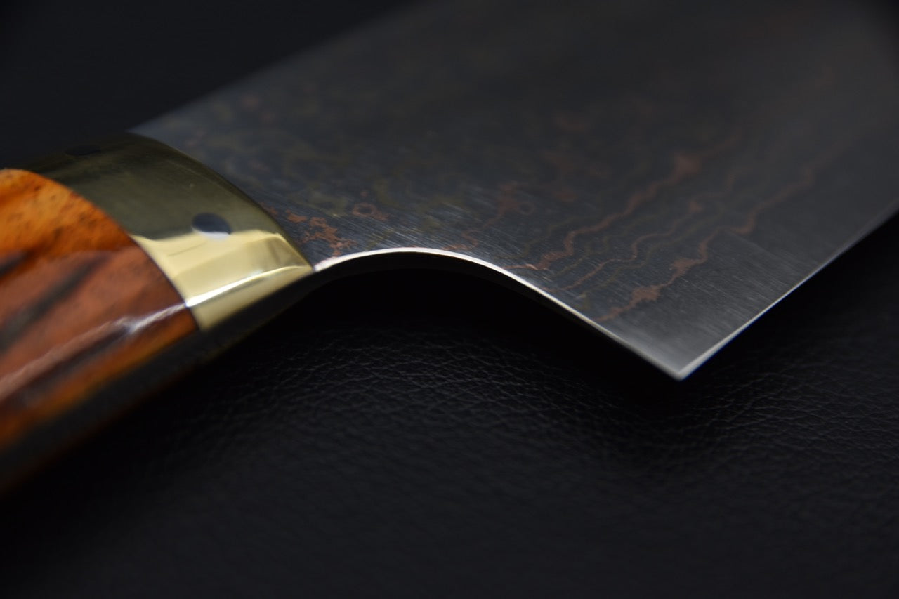 Saji Hamono VG-10 Rainbow Damascus Santoku 180mm Cow Horn