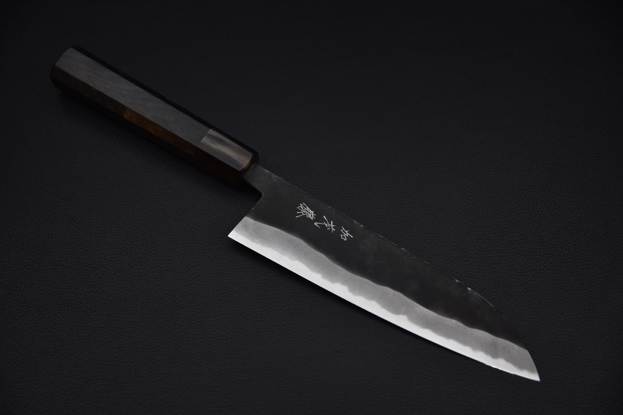 Shiro Kamo Aogami Super Kurouchi Santoku 180mm Ébène