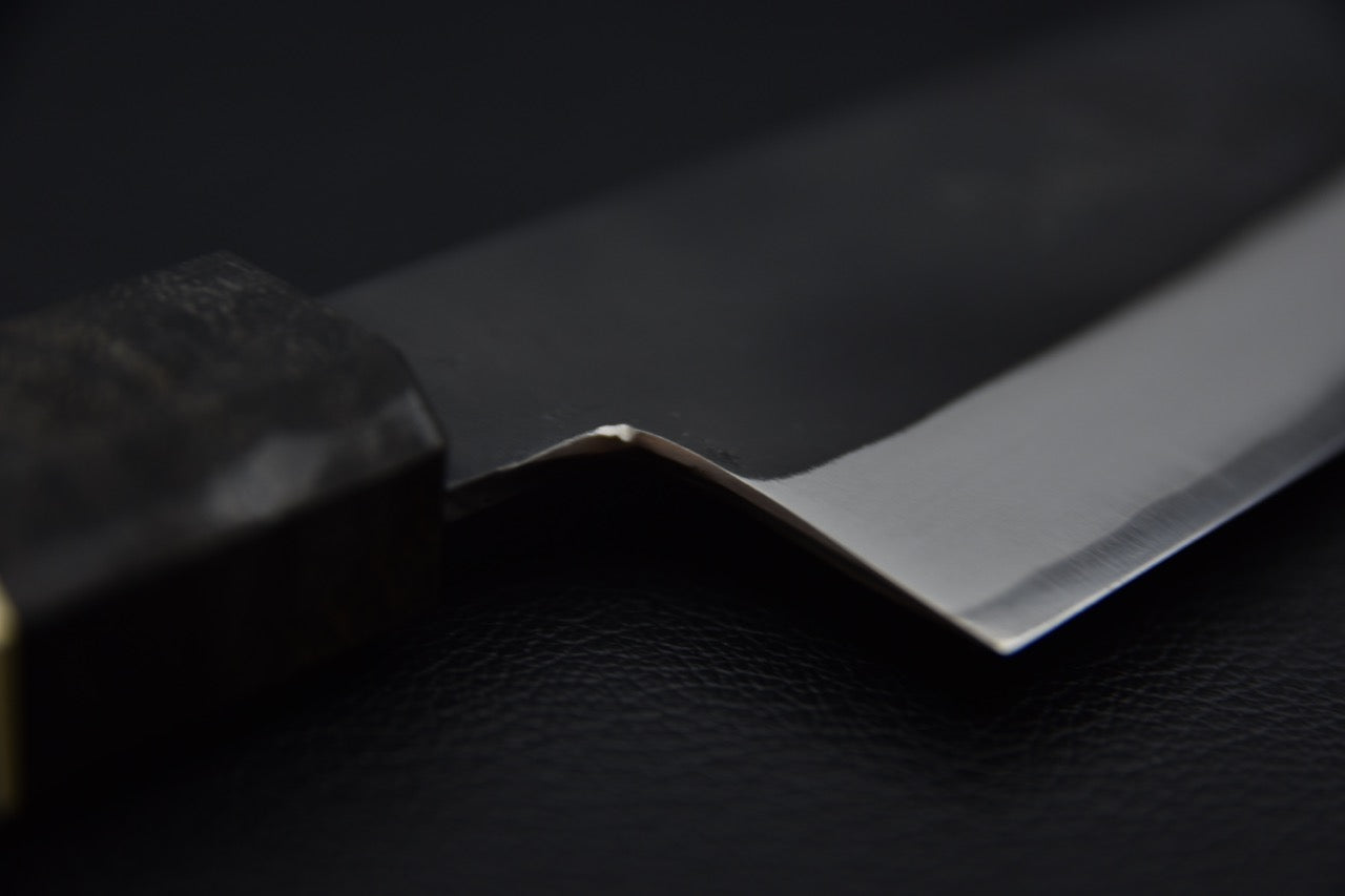 Yoshida Hamono HAP 40 Gyuto 210mm Kurouchi Maple burl (Black)