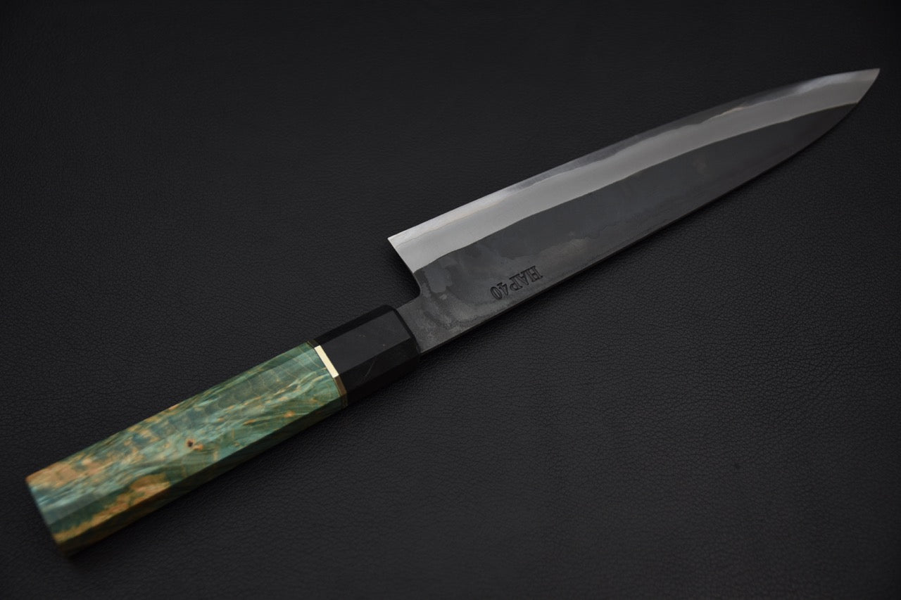 Yoshida Hamono HAP 40 Gyuto 210mm Kurouchi Loupe d'érable (Vert)