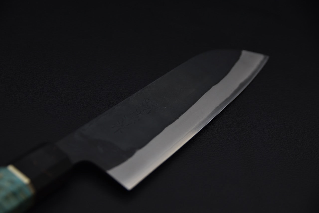 Yoshida Hamono HAP 40 Santoku 180mm Kurouchi Loupe D'érable (Vert)