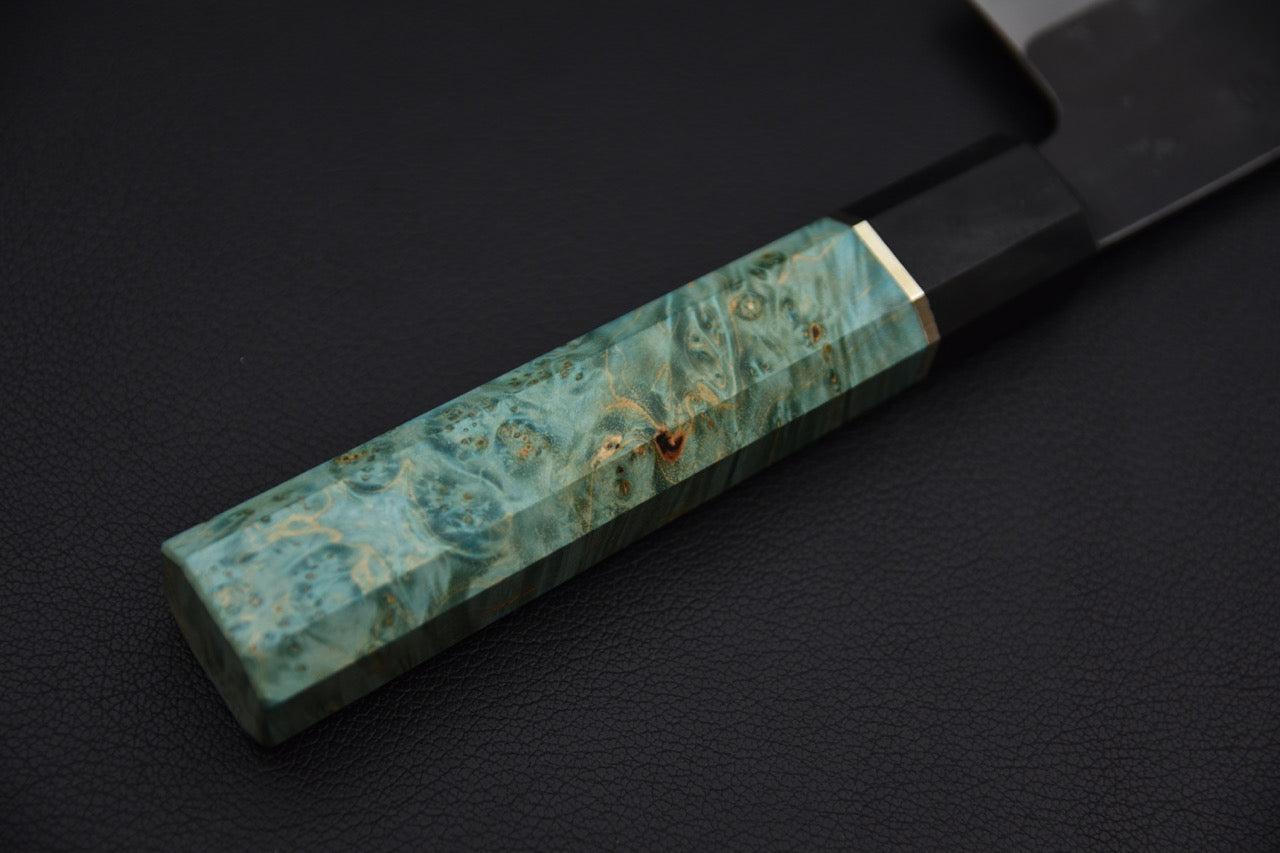 Yoshida Hamono HAP 40 Santoku 180mm Kurouchi Loupe D'érable (Vert)